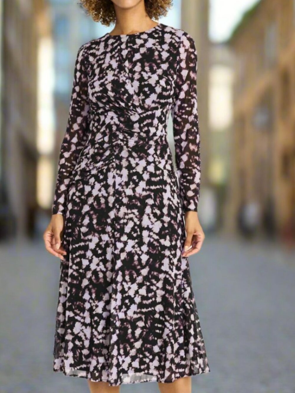 NWT Maggy London Nariah Lilac Black Midi Dress
